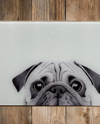 Charlie Pug Glass Chopping Board