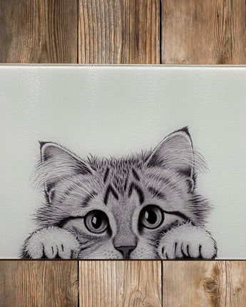 Chester Cat Glass Chopping Board