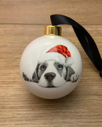 Christmas Bailey Beagle Fine Bone China Bauble