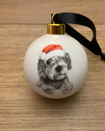 Christmas Cooper Cockapoo Fine Bone China Bauble