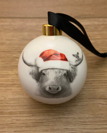 Christmas Bessie Cow Fine Bone China Bauble
