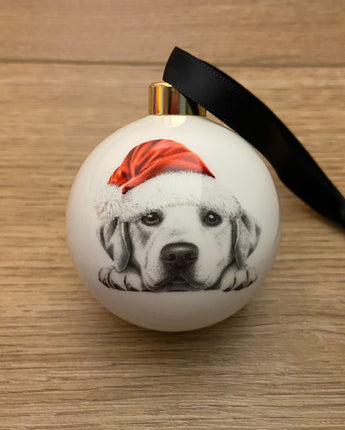Christmas Leo Labrador Fine Bone China Bauble