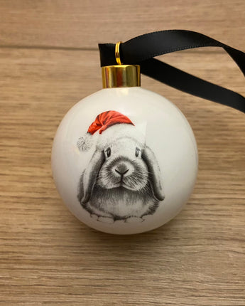 Christmas Reggie Rabbit Fine Bone China Bauble
