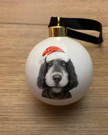 Christmas Sonny Spaniel Fine Bone China Bauble