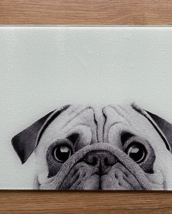 Charlie Pug Glass Chopping Board