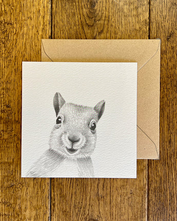 Cheeky Squirrel Pencil Illustrated Greeting Card