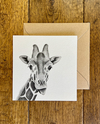 Jeff Giraffe Pencil Illustrated Greeting Card