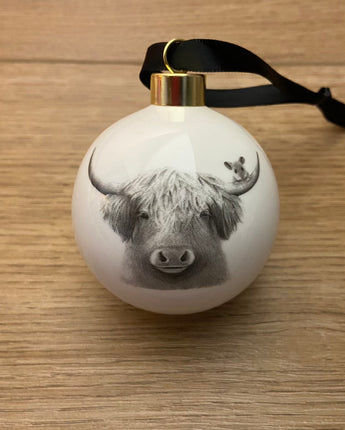 Bessie Cow & Mouse Fine Bone China Bauble