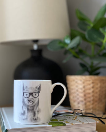 Preston Pig with glasses Fine Bone China Mug