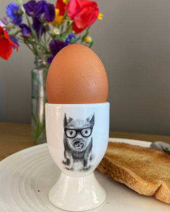 Preston Pig in Glasses Fine Bone China Egg Cup