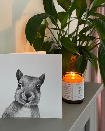 Cheeky Squirrel Pencil Illustrated Greeting Card