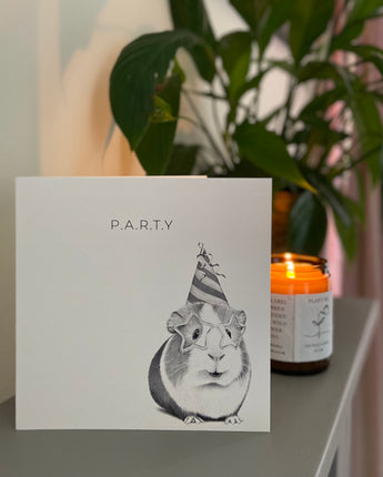 Ginny Guinea Pig Party Pencil Illustrated Greeting Card