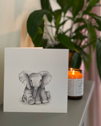 Elsie Elephant Pencil Illustrated Greeting Card