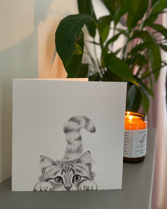 Chester Cat Pencil Illustrated Greeting Card