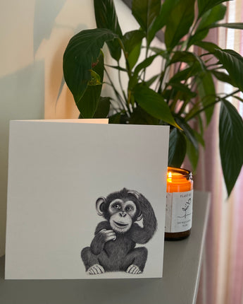 Chip the chimp Pencil Drawn Greeting Card