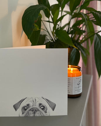 Charlie Pug Pencil Illustrated Greeting Card