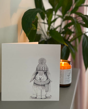 Bobble Bunny Pencil Illustrated Greeting Card