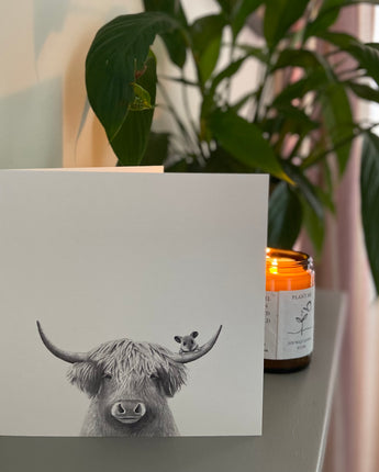 Bessie Cow & Mouse Pencil Illustrated Greeting Card