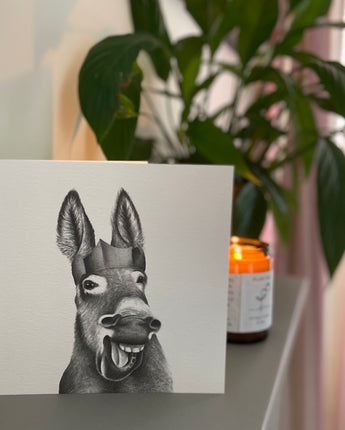 Donkey Party Pencil Illustrated Greeting Card