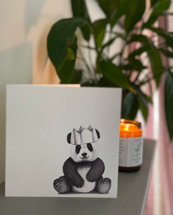 Parker Panda Hat Pencil Drawn Greeting Card