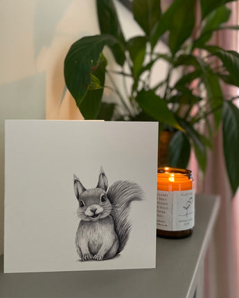 Skittle red Squirrel Pencil Illustrated Greeting Card