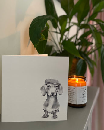 Sidney Sausage Dog Pencil Drawn Greeting Card