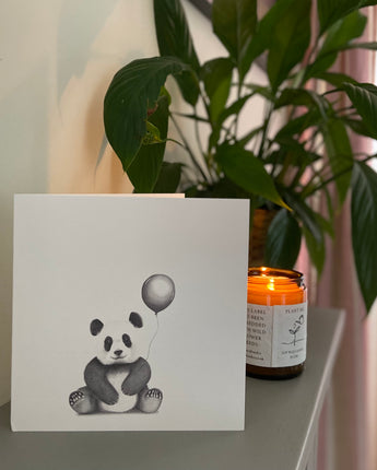 Panda Balloon Pencil Drawn Greeting Card