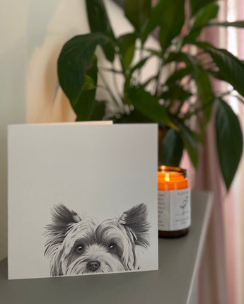 Mabel Yorkshire Terrier Pencil Illustrated Greeting Card