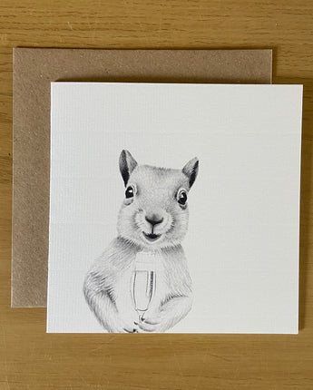 Merry Squirrel Pencil Illustrated Greeting Card