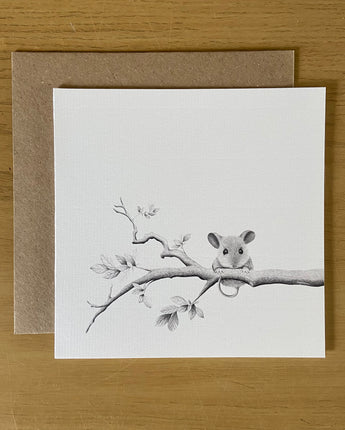 Mouse on a Branch Illustrated Drawn Greeting Card