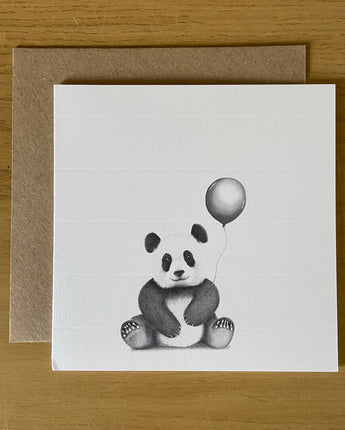 Panda Balloon Pencil Drawn Greeting Card