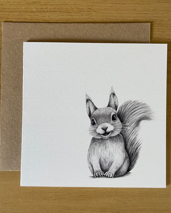 Skittle red Squirrel Pencil Illustrated Greeting Card