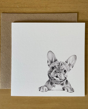 Stanley Frenchie Pencil Drawn Greeting Card