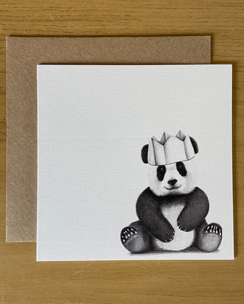Parker Panda Hat Pencil Drawn Greeting Card