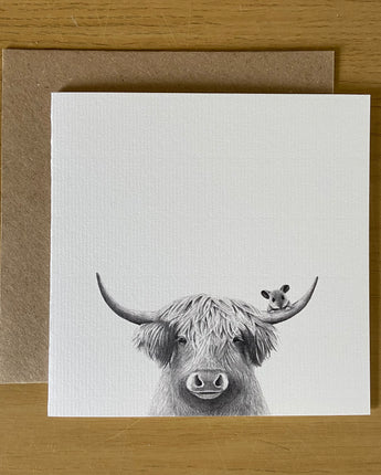 Bessie Cow & Mouse Pencil Illustrated Greeting Card