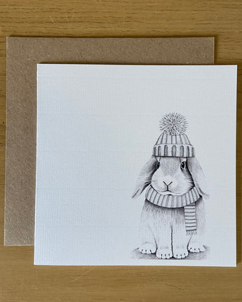 Bobble Bunny Pencil Illustrated Greeting Card