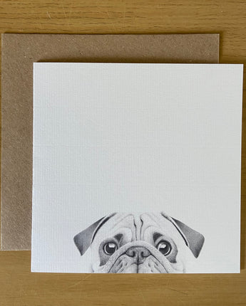 Charlie Pug Pencil Illustrated Greeting Card