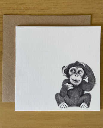 Chip the chimp Pencil Drawn Greeting Card