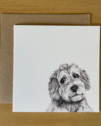 Cooper Cockapoo Dog Pencil Drawn Greeting Card