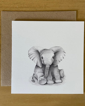 Elsie Elephant Pencil Illustrated Greeting Card