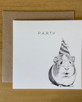 Ginny Guinea Pig Party Pencil Illustrated Greeting Card