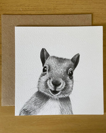 Cheeky Squirrel Pencil Illustrated Greeting Card