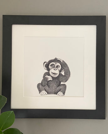 Chip the Chimp Mounted Print