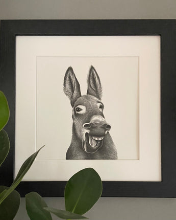 Laughing Donkey Mounted Print