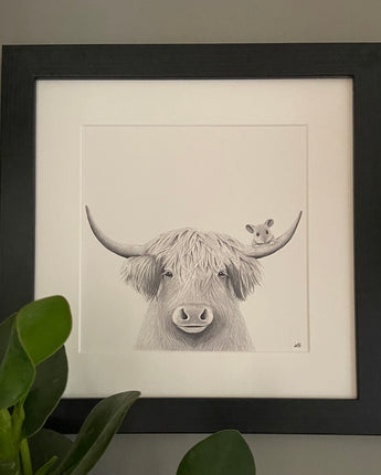 Bessie Highland Cow Mounted Print