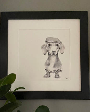 Sidney the Sausage Dog  Mounted Print