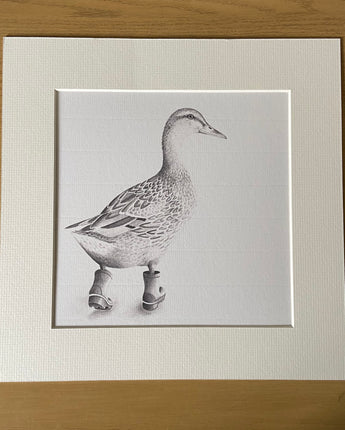 Runaway Duck Mounted Print
