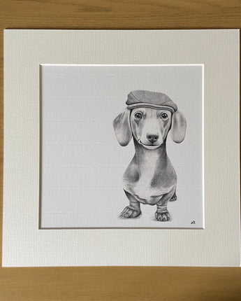 Sidney the Sausage Dog  Mounted Print