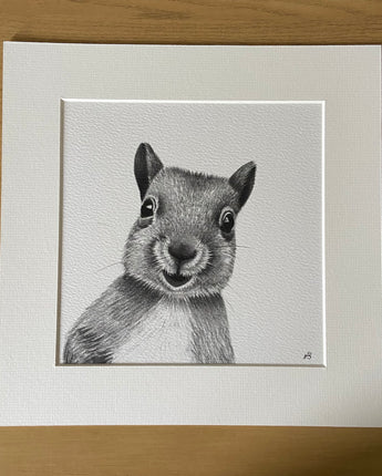 Cheeky Squirrel Mounted Print