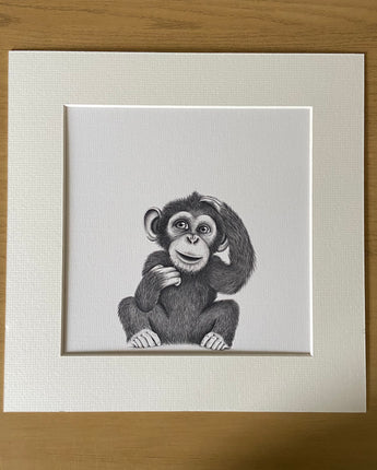 Chip the Chimp Mounted Print